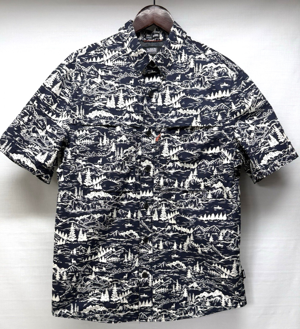 Alaskan Hardgear Duluth Untucked Short Sleeve Navy Button Up Relaxed Mens Medium